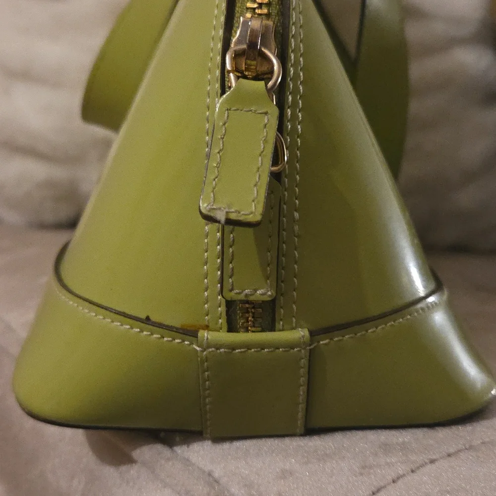ALBERTA di Canio Genuine Leather Dome Bright Green Handbag With Dust Bag - Picture 9 of 14